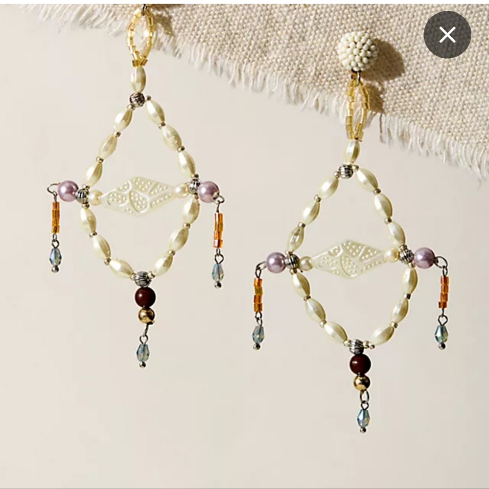 Free People Serefina pia pearl bead dangle boho earrings